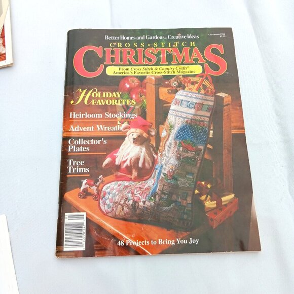 VTG 1990 Better Homes & Gardens Christmas Cross Stitch Magazine Sewing Projects - Picture 1 of 8